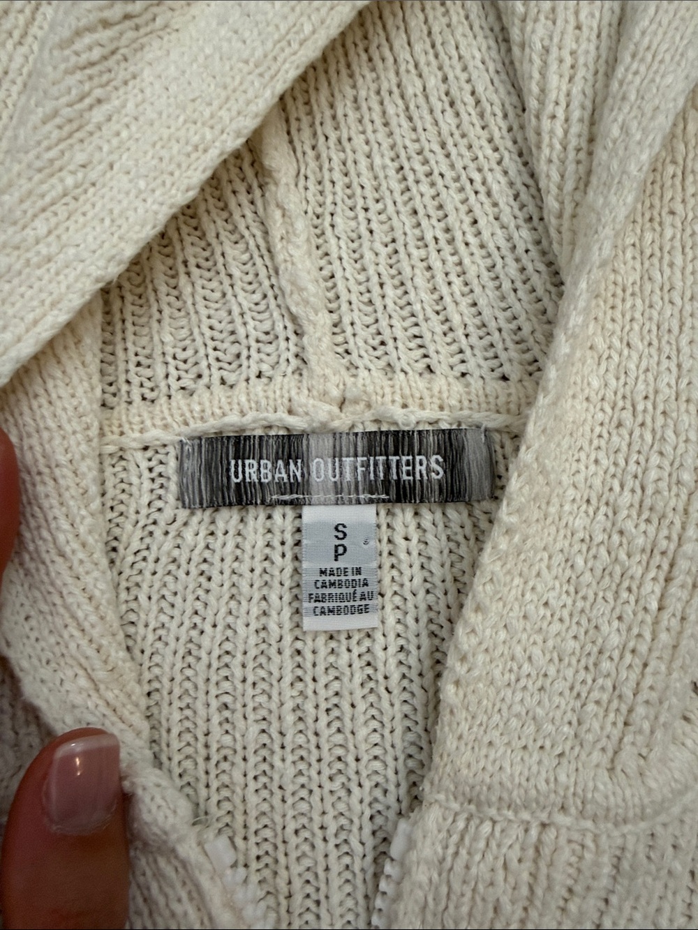 Urban Outfitters Cream Cropped Hooded Zip Cardigan - Picture 2 of 4